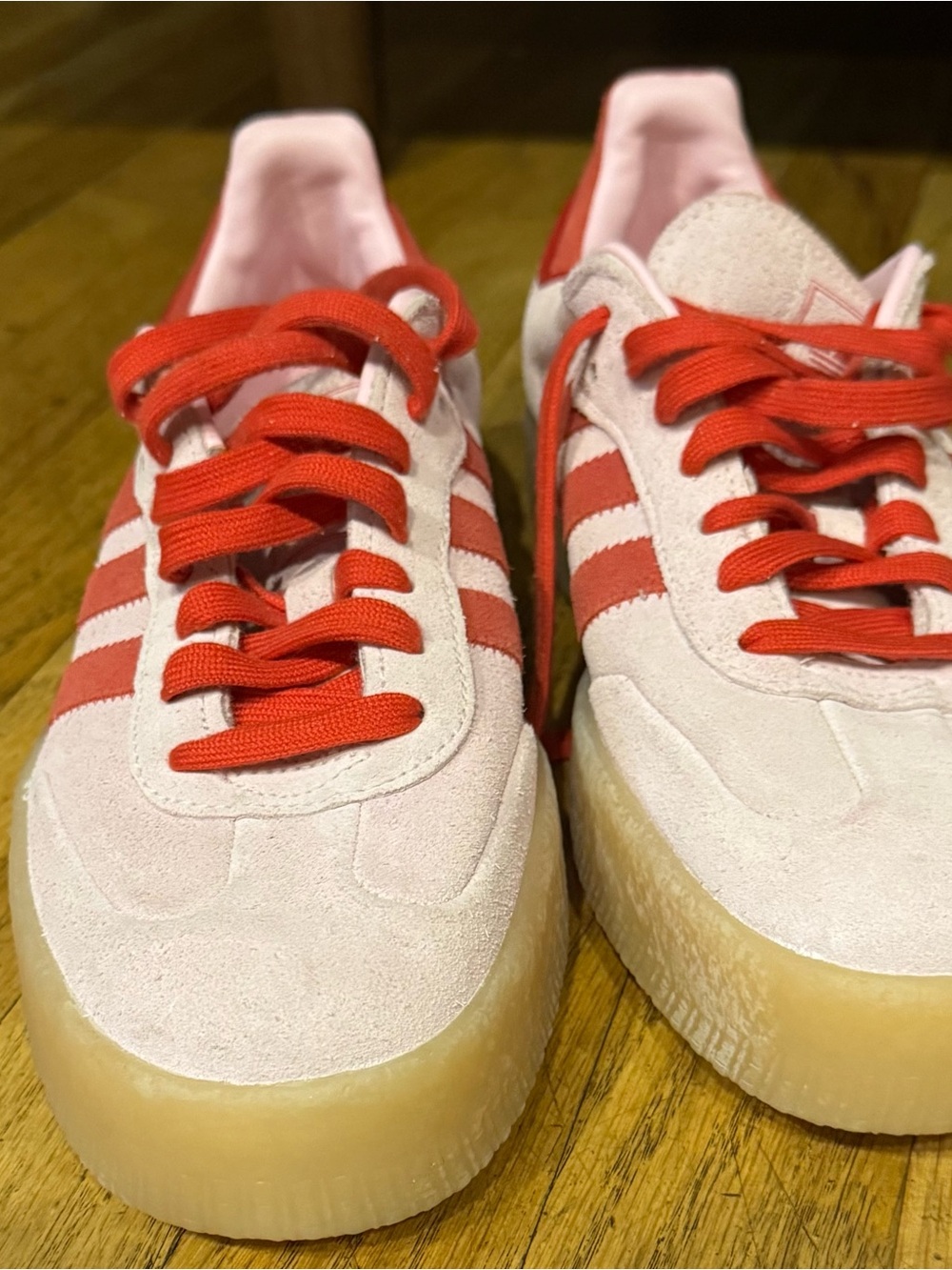 Size 10 - The Adidas Sambae Pink and Scarlet Low-top Sneakers - Very Popular